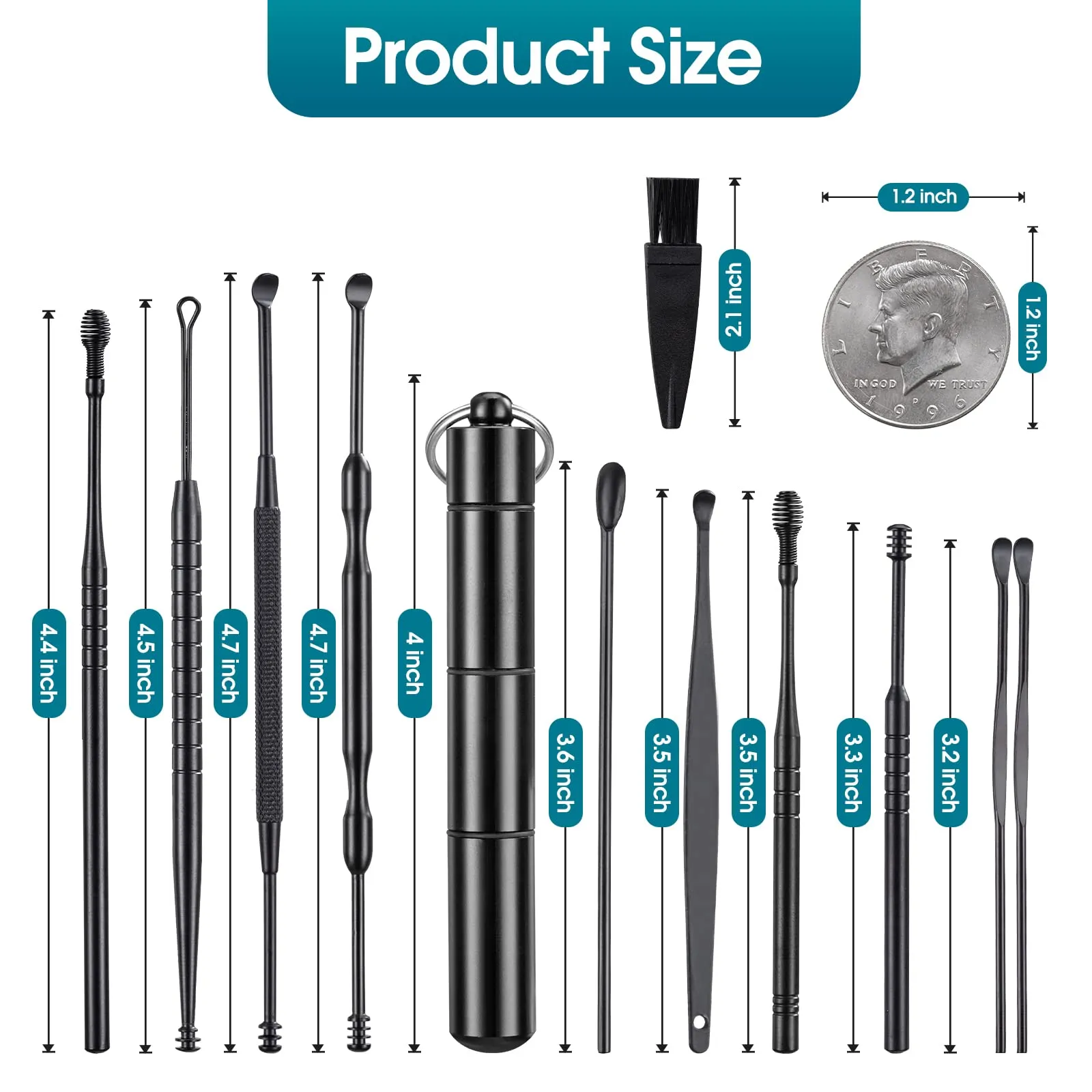 11 Pcs Ear Wax Removal, Ear Cleaner Ear Wax Removal Tool, Ear Cleaning Kit Earwax Removal Kit Stainless Steel Ear Pick Set with Cleaning Brush and Storage Box 11 Pcs Ear Wax Removal Tool