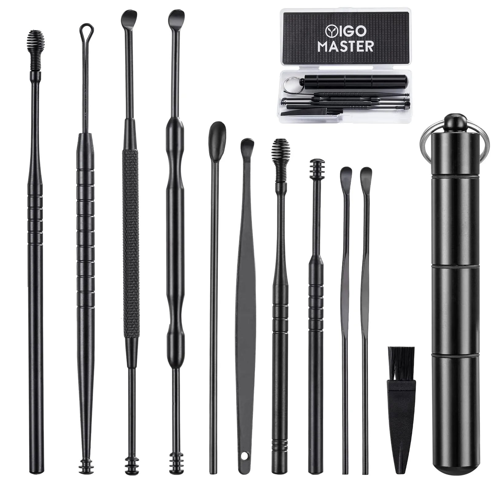 11 Pcs Ear Wax Removal, Ear Cleaner Ear Wax Removal Tool, Ear Cleaning Kit Earwax Removal Kit Stainless Steel Ear Pick Set with Cleaning Brush and Storage Box 11 Pcs Ear Wax Removal Tool