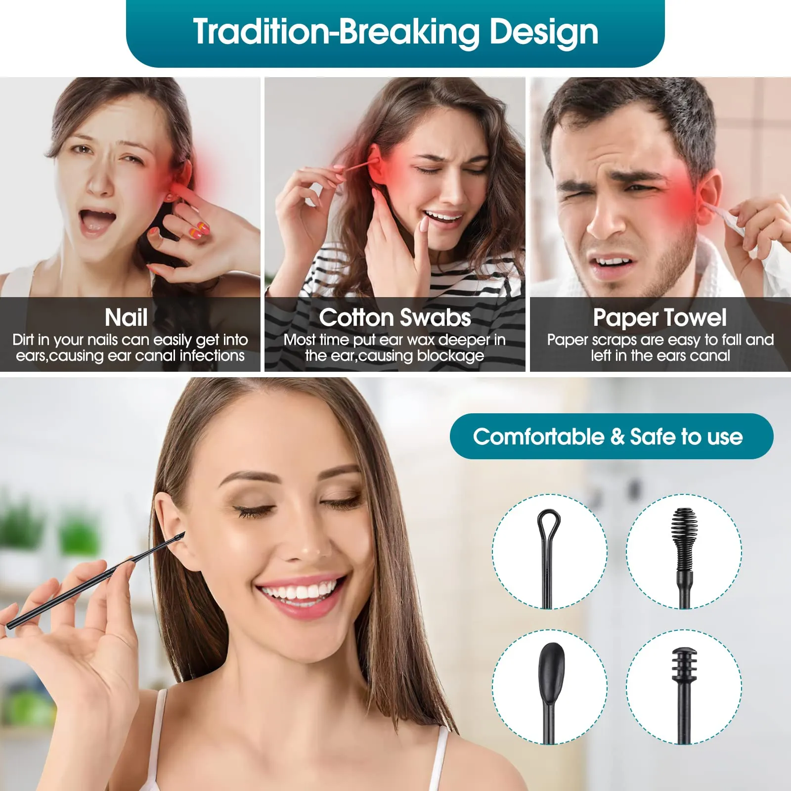 11 Pcs Ear Wax Removal, Ear Cleaner Ear Wax Removal Tool, Ear Cleaning Kit Earwax Removal Kit Stainless Steel Ear Pick Set with Cleaning Brush and Storage Box 11 Pcs Ear Wax Removal Tool