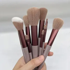 13 Piece Makeup Brush Set for Eyes Face and Cheeks Soft Beauty Tools with Bag