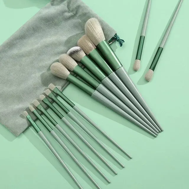 13 Piece Makeup Brush Set for Eyes Face and Cheeks Soft Beauty Tools with Bag