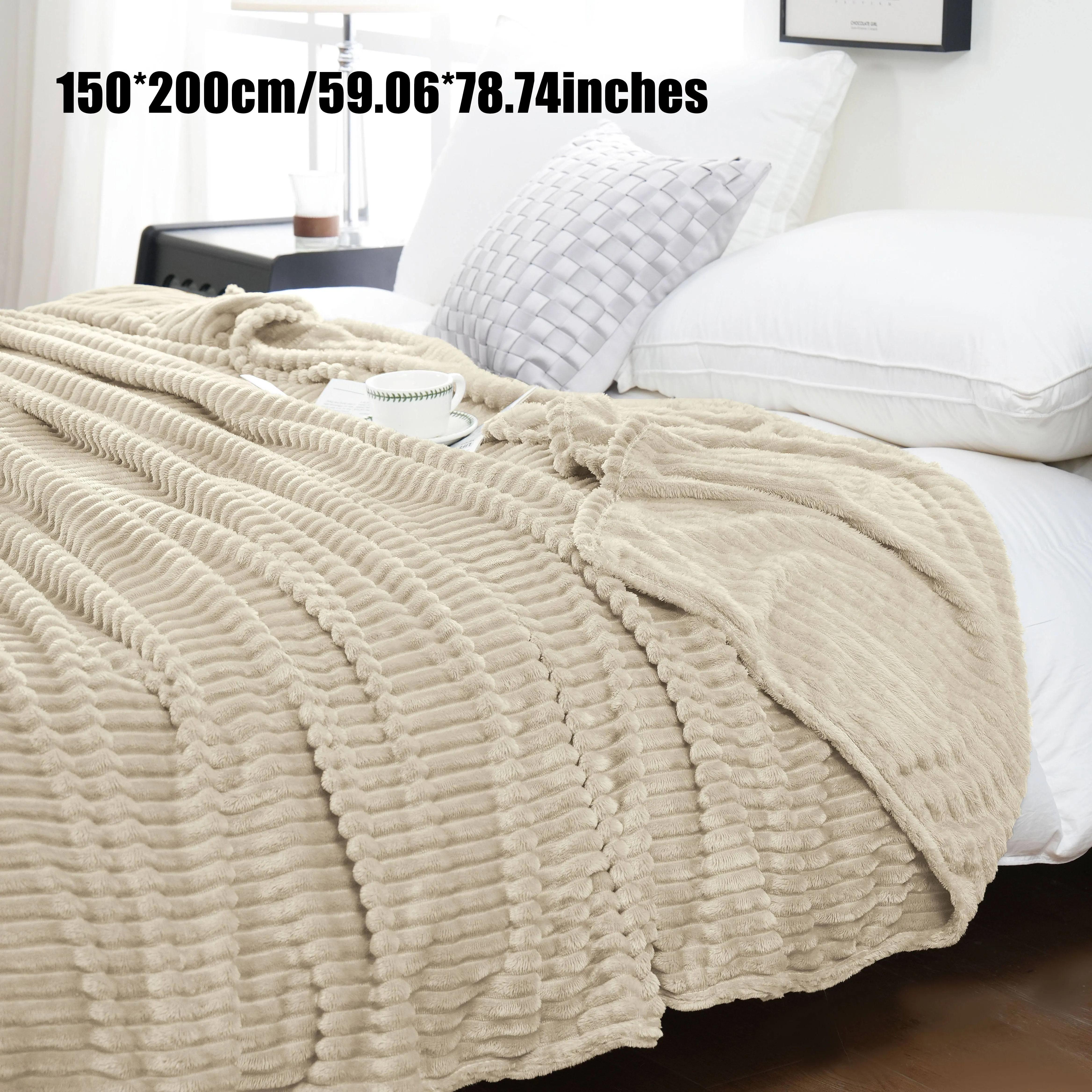 1pc 220GSM Drawstring Flannel Blanket, Plain Flannel Fleece Blanket, Suitable For All Seasons, Warm And Soft, Simple And Stylish, Suitable For Places, Bedrooms, Sofas, Offices, Pet Blankets