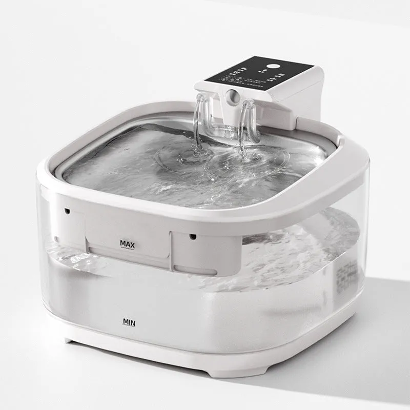 4.5L Dual-Flow Smart Pet Water Fountain | Stainless Steel Plate & Faucet | White Design
