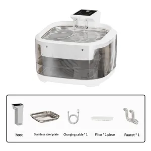 4.5L Dual-Flow Smart Pet Water Fountain | Stainless Steel Plate & Faucet | White Design