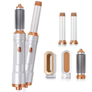 5-in-1 Hot Air Hair Dryer Brush with Negative Ionic Technology & Detachable Attachments