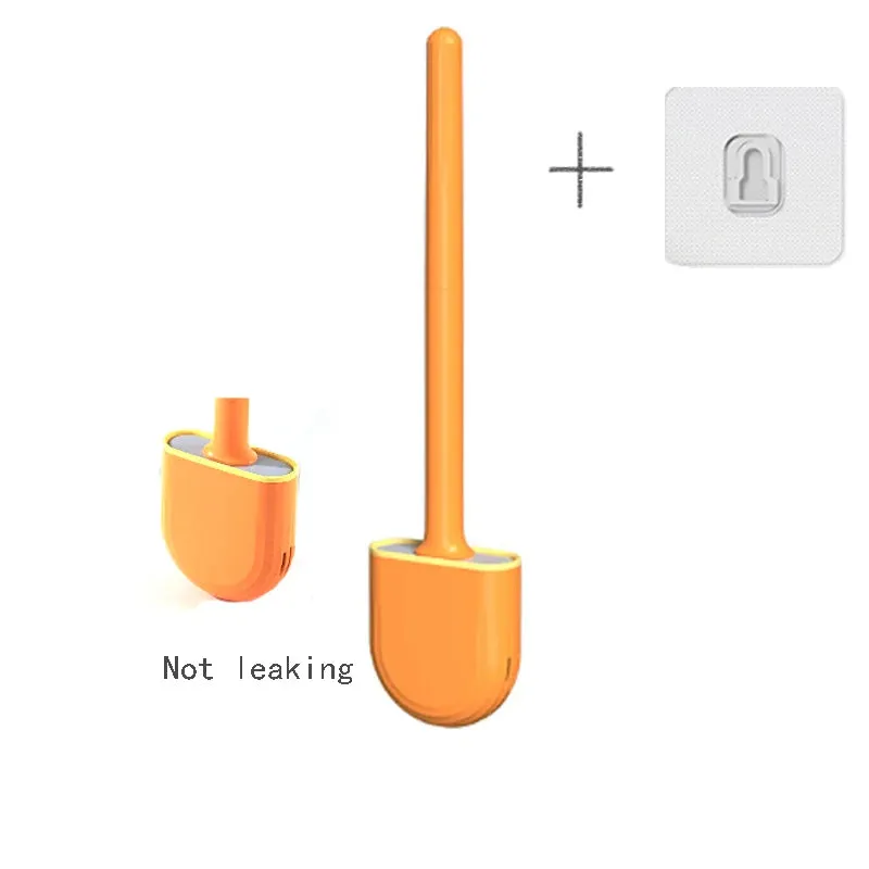 Hanging Silicone Toilet Brush Cleaner with Long Handle Flexible Cleaner Bathroom Brush Quick Drying Holder Bathroom Accessories