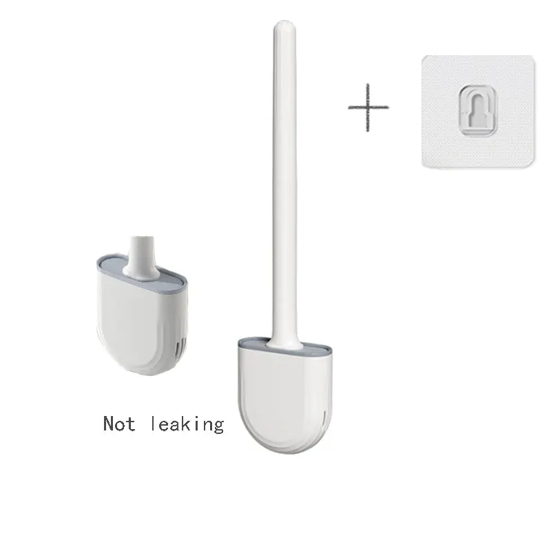 Hanging Silicone Toilet Brush Cleaner with Long Handle Flexible Cleaner Bathroom Brush Quick Drying Holder Bathroom Accessories