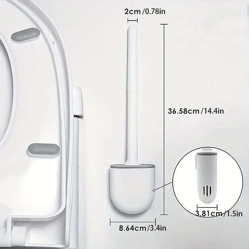 Hanging Silicone Toilet Brush Cleaner with Long Handle Flexible Cleaner Bathroom Brush Quick Drying Holder Bathroom Accessories