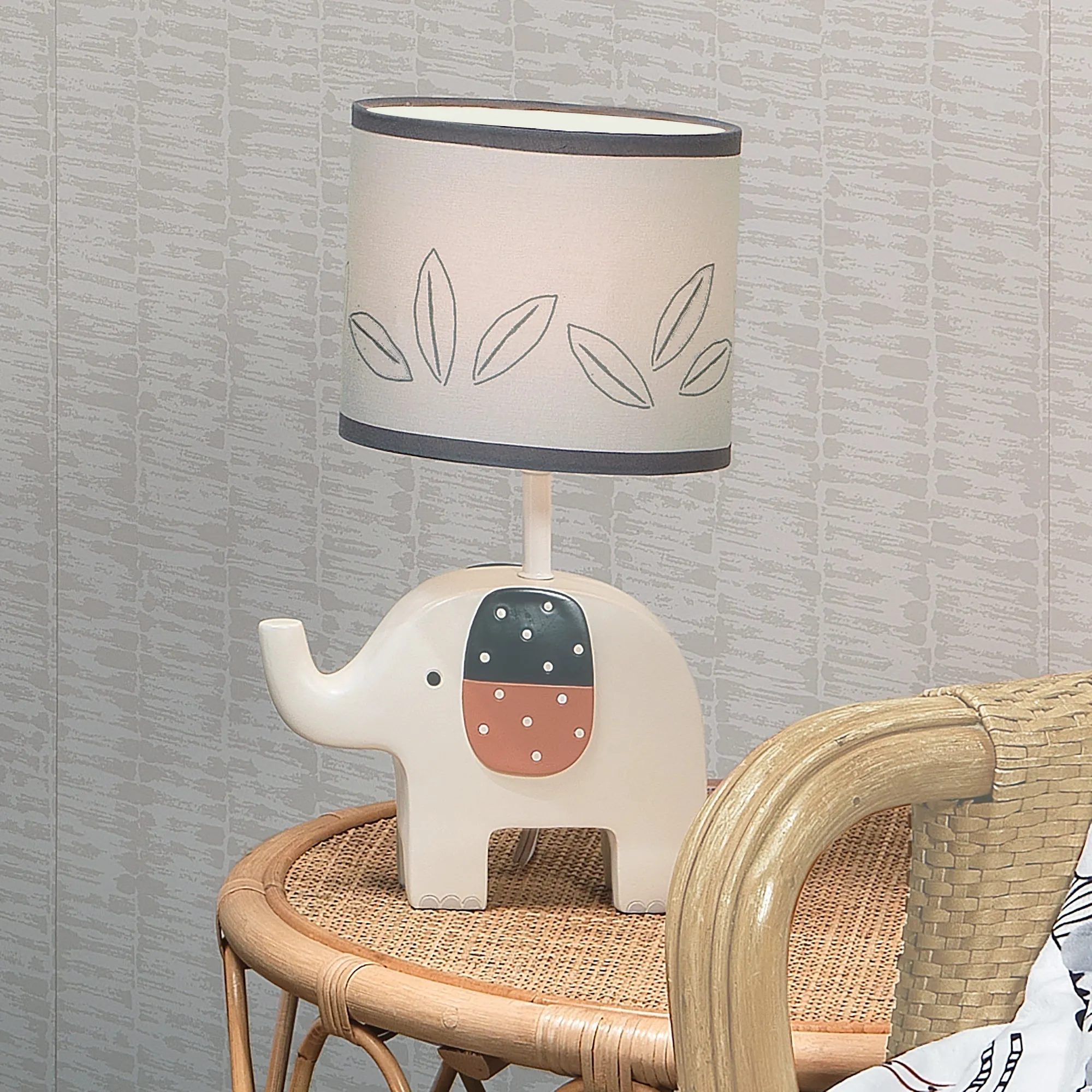 Lambs & Ivy Patchwork Jungle Lamp With Shade & Bulb