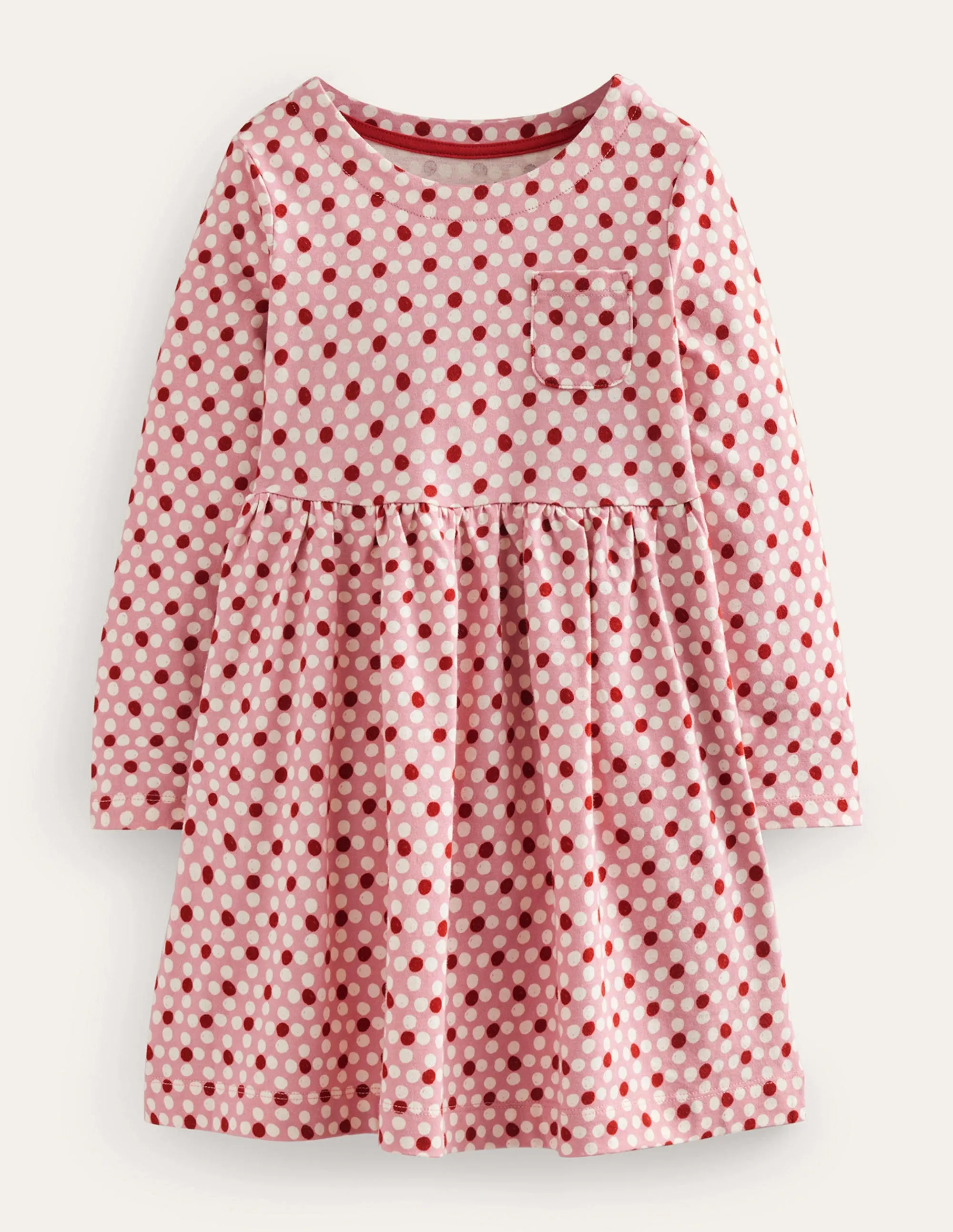 Long Sleeve Fun Jersey Dress-Almond Pink Geo Flower