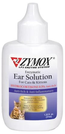ZYMOX® Enzymatic Ear Solution with 0.5% Hydrocortisone for Cats and Kittens (1.25-oz)